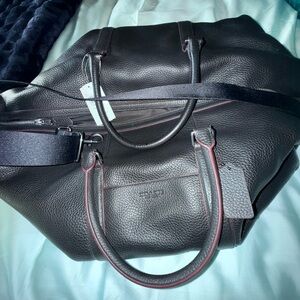 Coach trekker Pebbled Black Leather Satchel